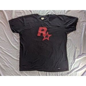 2XL Vintage Rockstar Games Shirt Men’s Black Red Logo Retro Video Games 1998